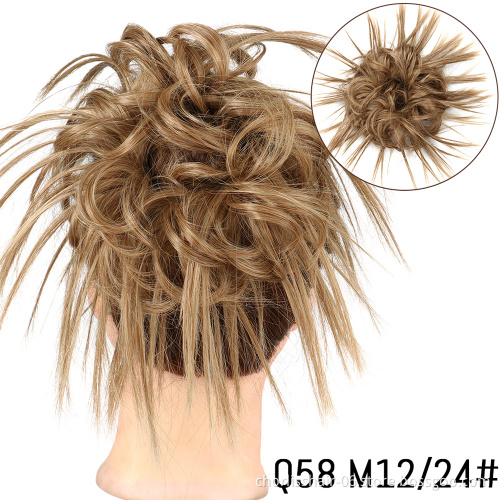 Wholesale Cheap Messy Scrunchie Elastic Band Hair Bun Straight Updo Hairpiece heat Resistant Natural Synthetic Hair Chignon